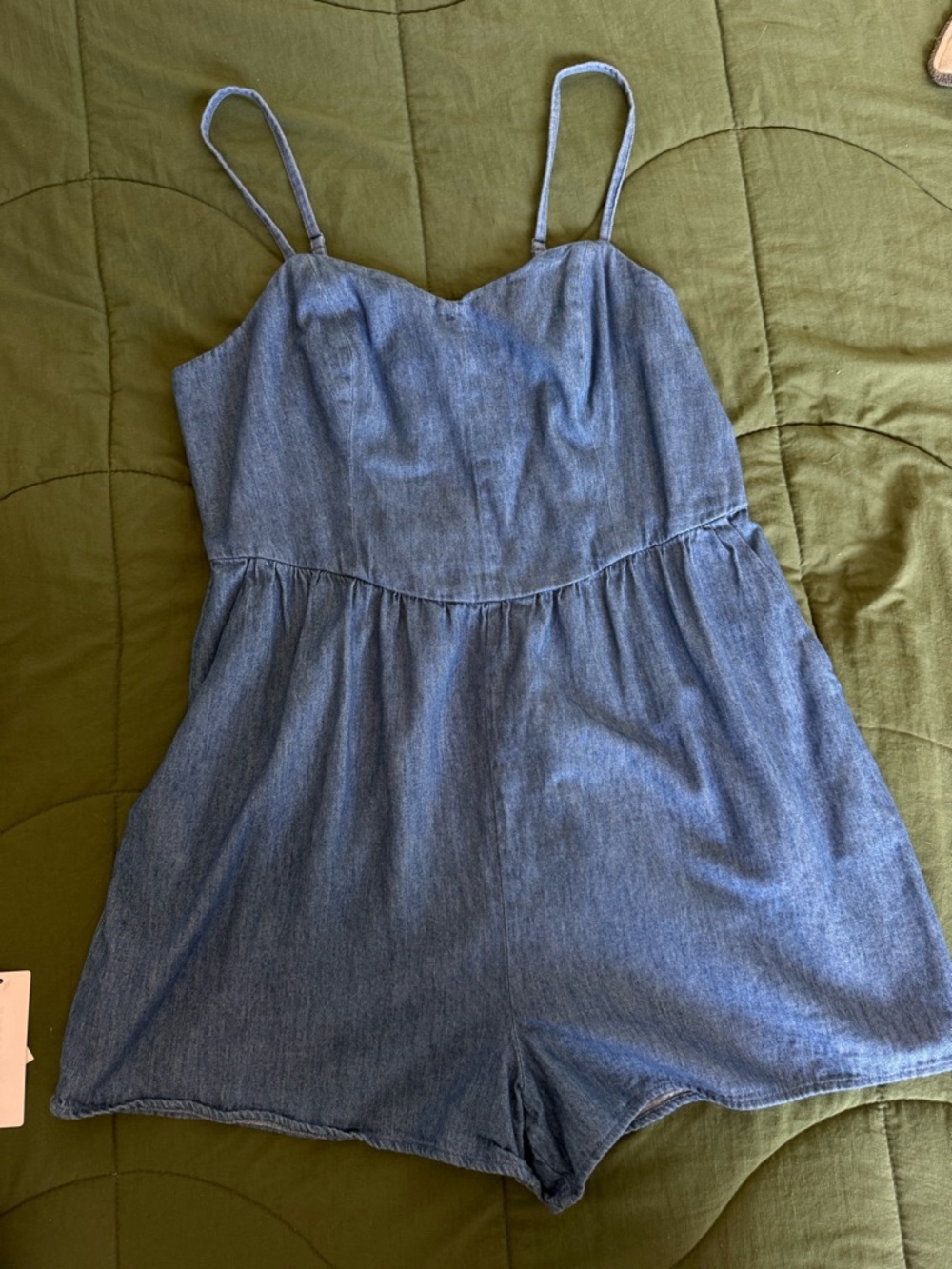 Old Navy Blue Chambray Spaghetti Strap Romper